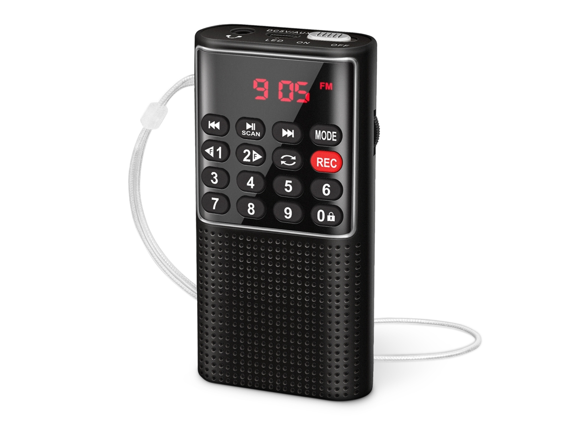 Mini Radio Fm Portátil (negra), Grabadora Y Batería Recargable Duradera.