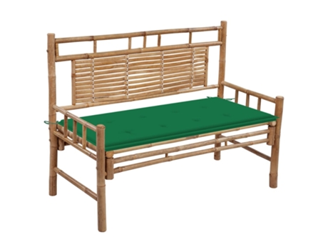 Banco de jardín con cojín bambú 120 cm MAISON EXCLUSIVE