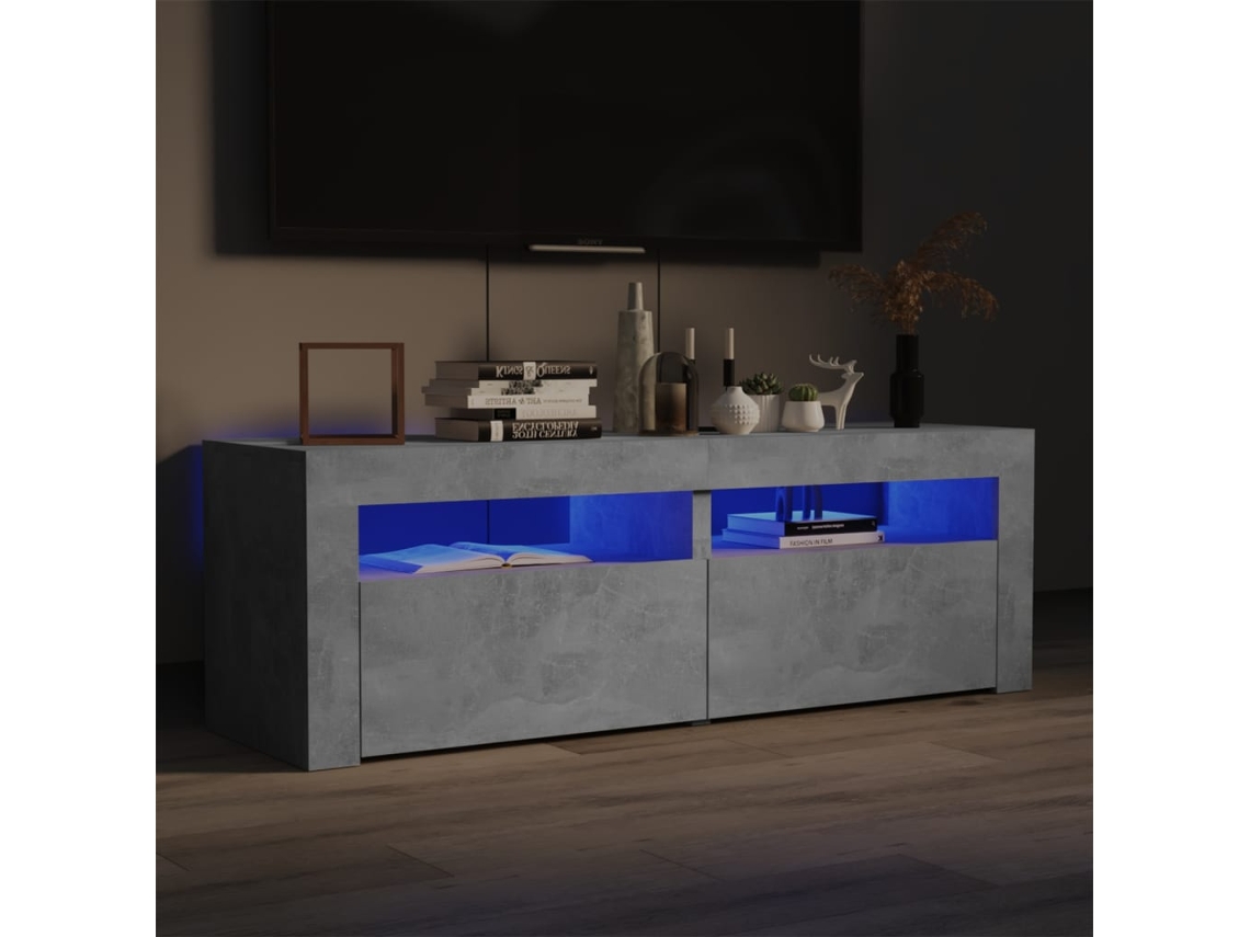 Mueble de Armario Tv con Luces Led 120X35X40 Cm Gris Cemento