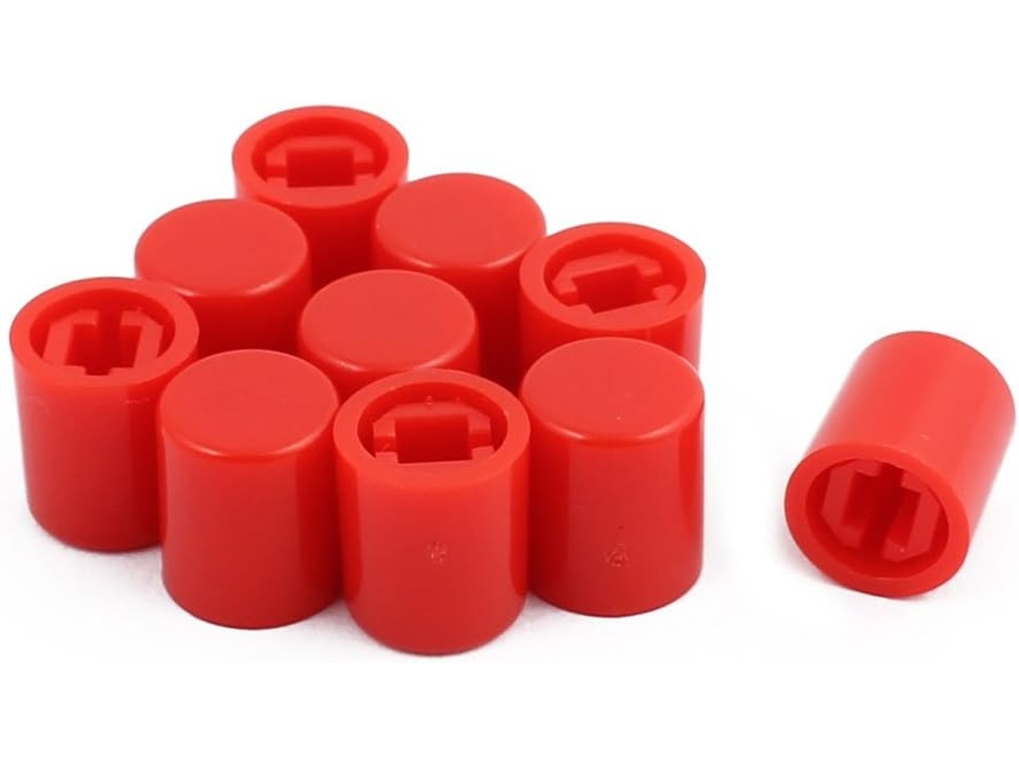 10 Tapas Protectoras Redondas Para Botones Táctiles - Rojas Para Interruptores De 9x10,5 Mm