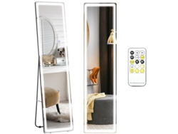 Espejo ajustable de cuerpo entero 40x37x157,5 cm, para suelo o pared, luz y color controlables, plateado BGA Store