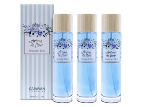 3x Frasco 150 ml CARAVAN arome de fleur bouquet bleu