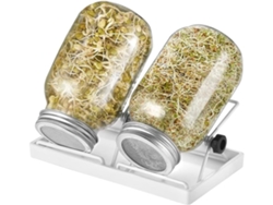 Kit De Germinación Con 2 Frascos De Vidrio + Cuenco De Agua + 2 Tapas Rejilla Acero Inox 304 + Soportes