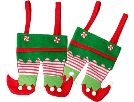 MagiDeal 2 uds bolsas de dulces de Navidad calcetín, botas de elfo bolsas de regalo de galletas, relleno de saco, decoración de fiesta de Navidad, ...