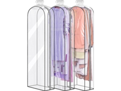 Fundas para ropa de 3 piezas, bolsa con cremallera lateral para Digitallab Dress (transparente/153 x 60 cm)