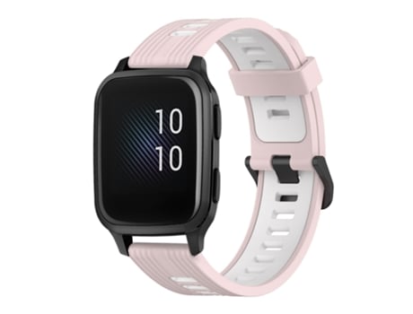 Correa de reloj inteligente para Garmin Venu sq, correa de reloj de silicona bicolor con patrón vertical de 20 mm (rosa + blanco)