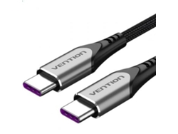 Cable Usb 2.0 Tipo-C VENTION Taehg/ Usb Tipo-C Macho Usb Tipo-C Macho/ Hasta 100W/ 480Mbps/ 1.5M/ Gris