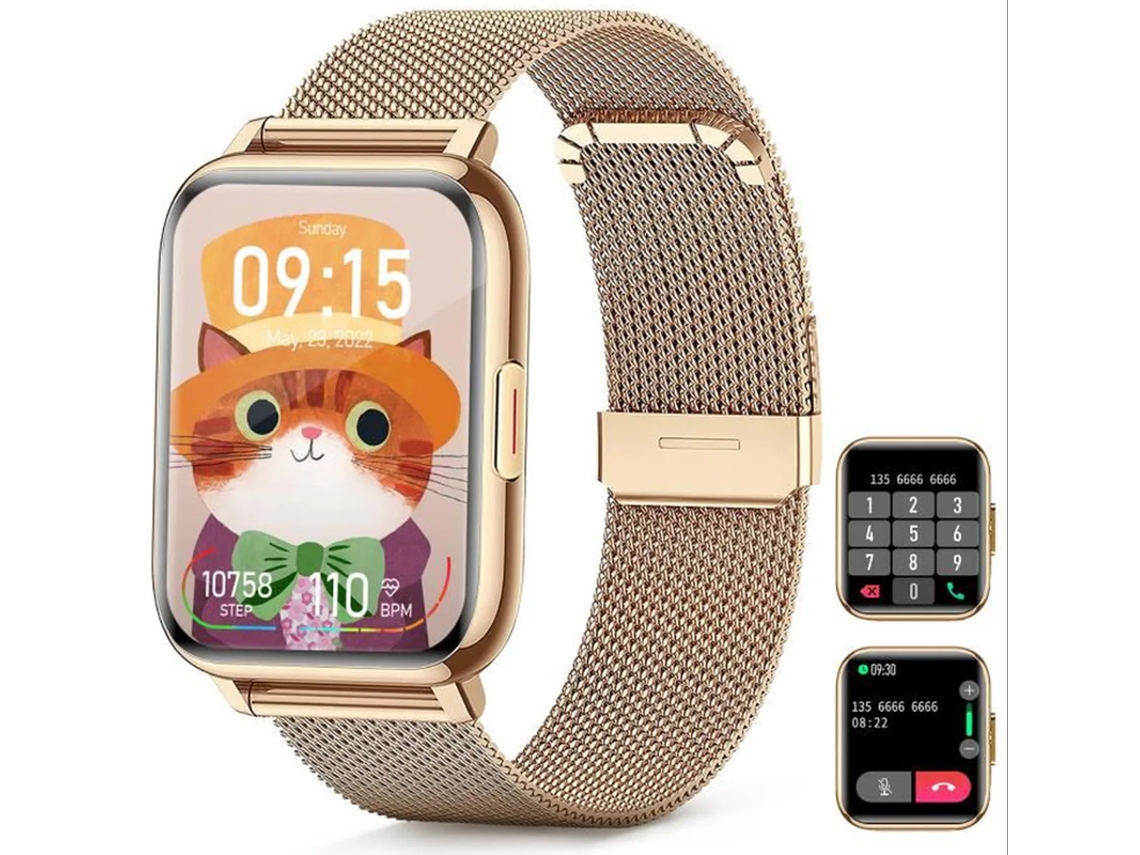 El reloj inteligente Yizhood I22 activa automáticamente la monitorización del sueño en oro.