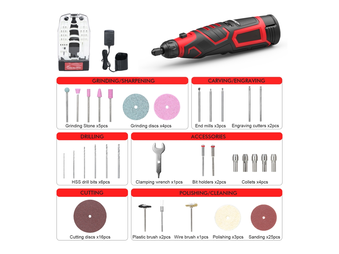 Herramienta Rotativa Inalámbrica Multiusos De 12 V Con 6 Velocidades Y 74 Accesorios Para Proyectos De Bricolaje.