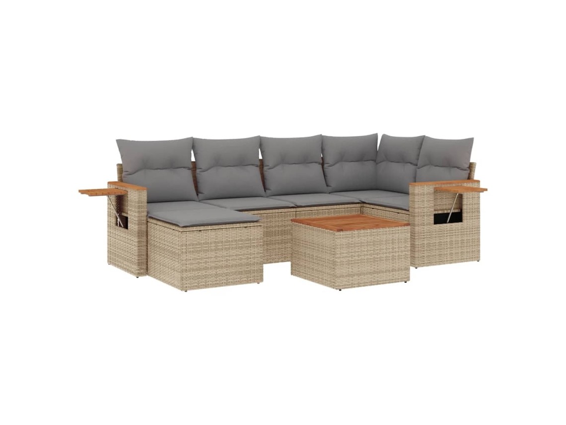 Conjunto de 7 sofás de jardín con cojines de mimbre beige MAISON EXCLUSIVE (7 piezas)
