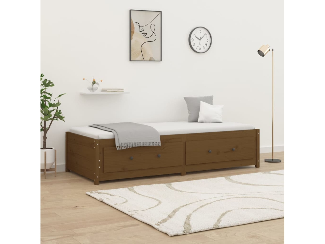 Sofá Cama Madera Maciza De Pino Marrón Miel 90x200 Cm