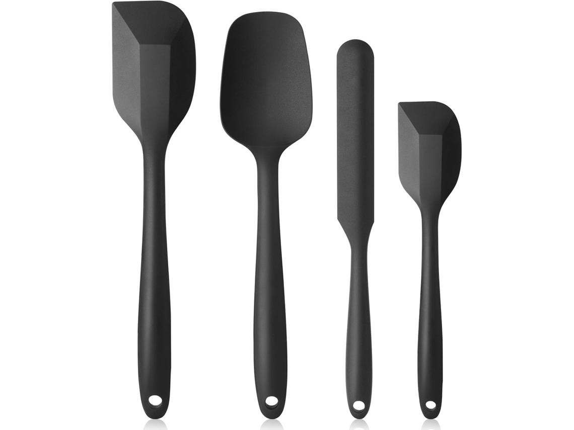 Espátula De Silicona Y Raspador De Masa, Conjunto De 4, Negro