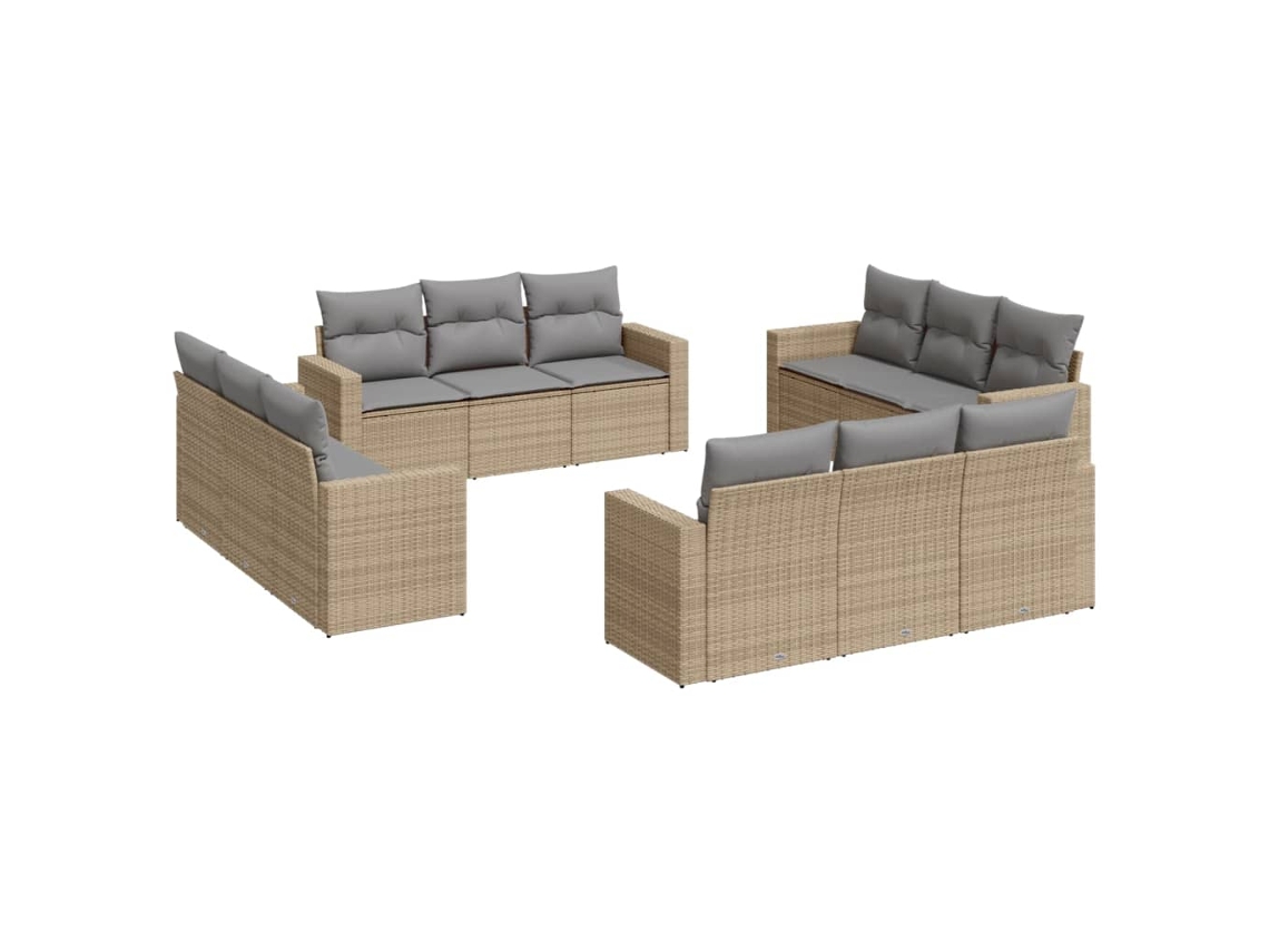Maison Exclusive - Set De Sofás De Jardín 12 Pzas Y Cojines Ratán Sintético Marrón