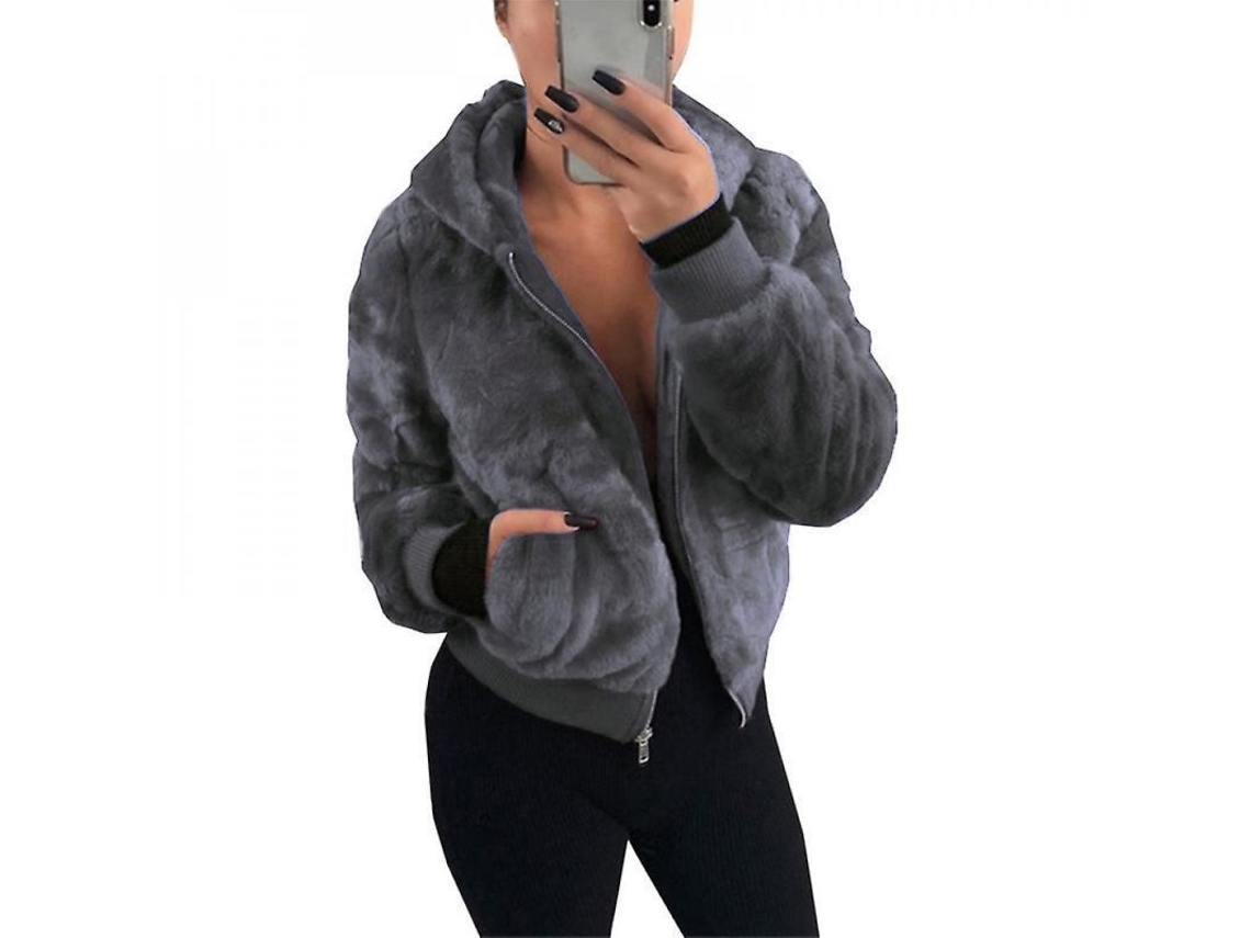 Chaqueta De Forro Polar Suave Con Capucha Para Mujer De Gip - Material De Poliéster