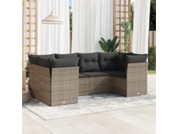 Conjunto de 6 sofás de jardín con cojines en mimbre gris DKD Home Decor