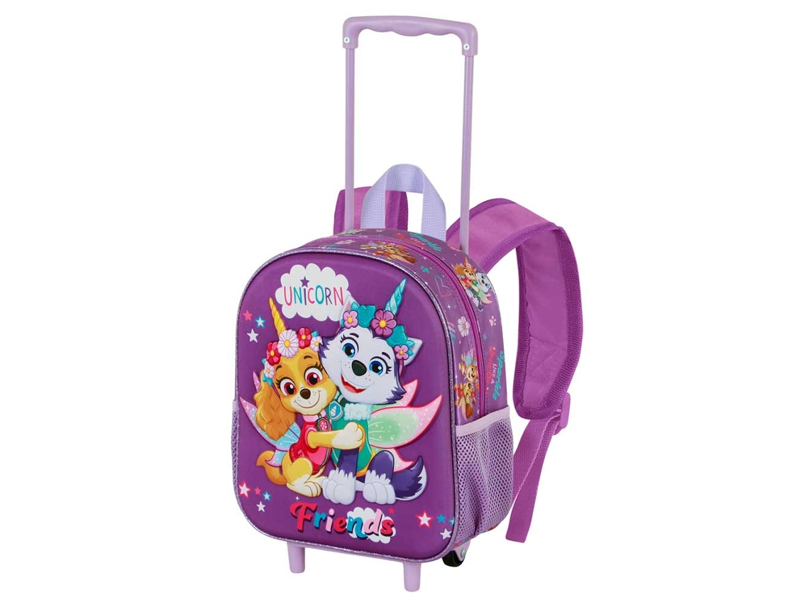 Mochila mágica 3D con ruedas de la Patrulla Canina (pequeña, lila) Karactermania