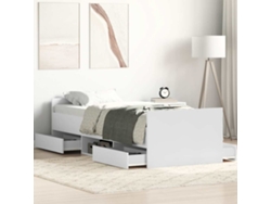 Estructura De Cama Con Cabecero Piecero Blanca 100x200 Cm