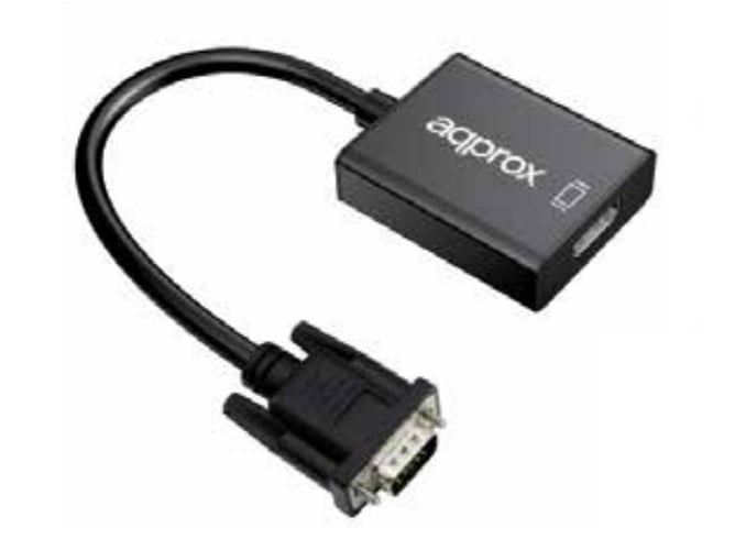 Adaptador HDMI Approx (VGA - HDMI - 20 cm - Negro)