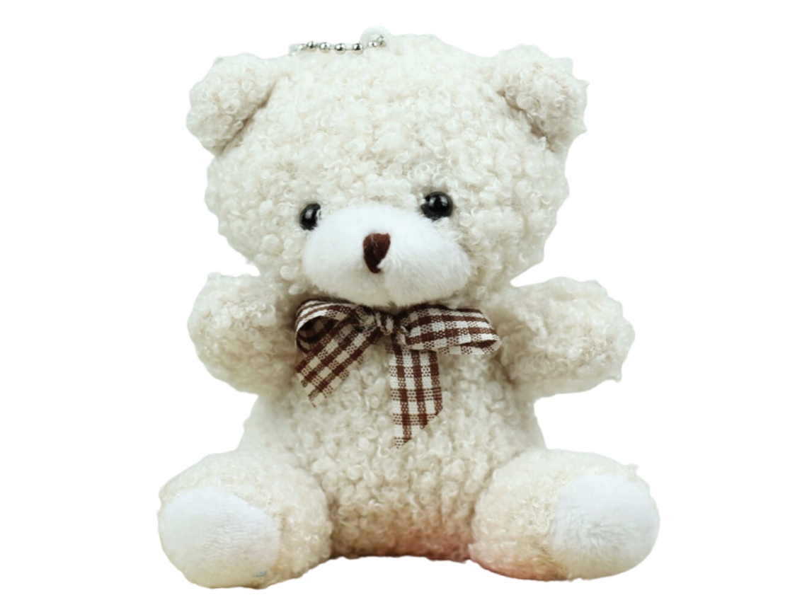 Llavero de peluche con colgante de osito de peluche, decoración blanca, 8 cm B.active