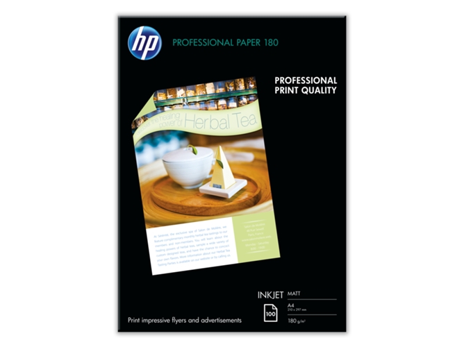 Papel de inyección de tinta mate profesional HP 180 gramos/m² - 100 hojas/A4/210 x 297 mm (Q6592A)
