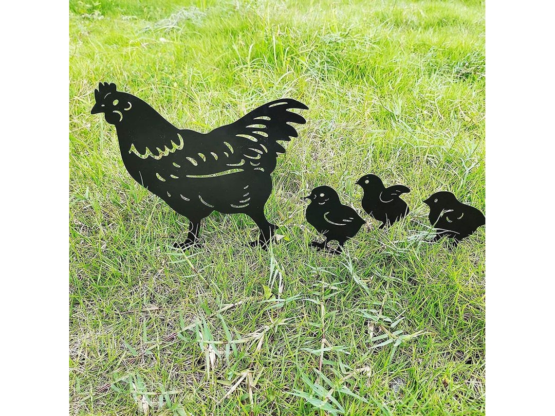 Decoración De Jardín De Metal Al Aire Libre Estilo Retro Europeo Gallinas Con Pollitos