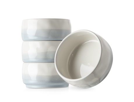 Cuencos de Sopa de Cerámica Cuencos de Cereales de 4 5 Pulgadas Cuencos Pequeños de 14 Onzas Juego de 4 Azul Claro Y Blanco DOWAN