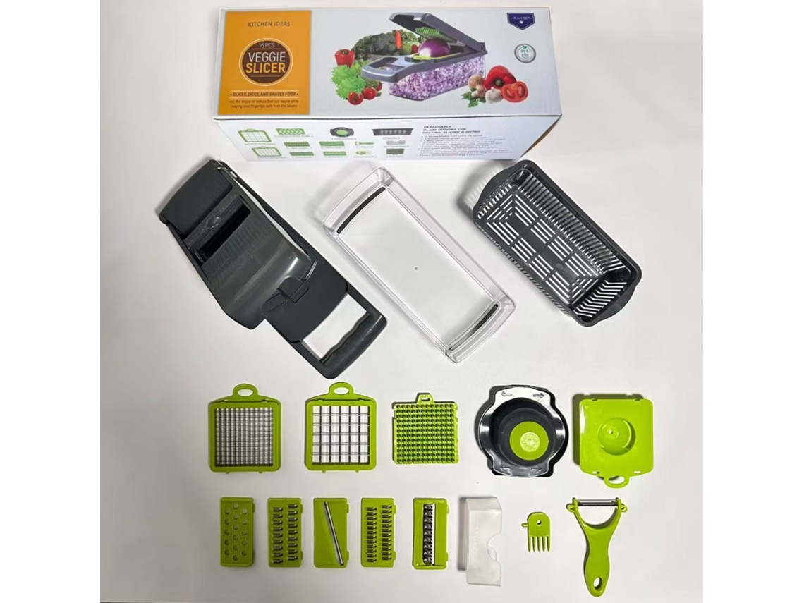 Cortador De Verduras Multifuncional: 16 Kits, Incluyendo 11 Cuchillas, Cortador De Alimentos Integral Para La Cocina.