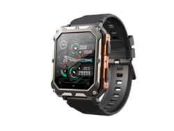 Reloj inteligente Yunzii C20pro con llamadas Bluetooth, resistente al agua, podómetro, cubierta de vinilo de acero negro.