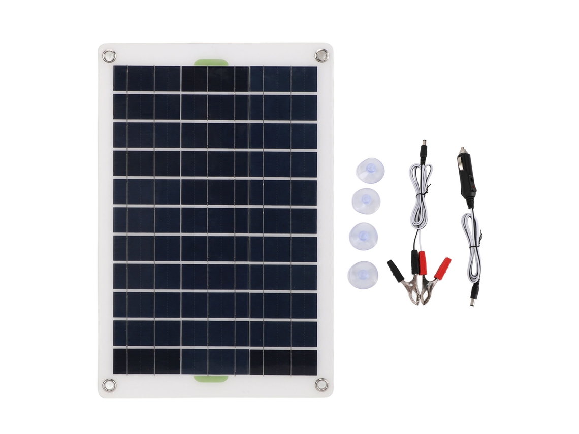 Panel Solar Portátil Ligero De 20 W Con Carga Eficiente, Encendedor De Cigarrillos Y Pinzas.