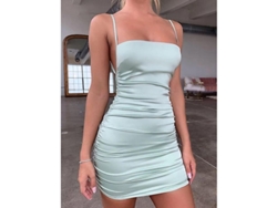 2026-vestido De Fiesta Satin Mujer Sin Mangas Verde Negro Rosa Estampado Liso Verano Primavera Tirantes Ajustado