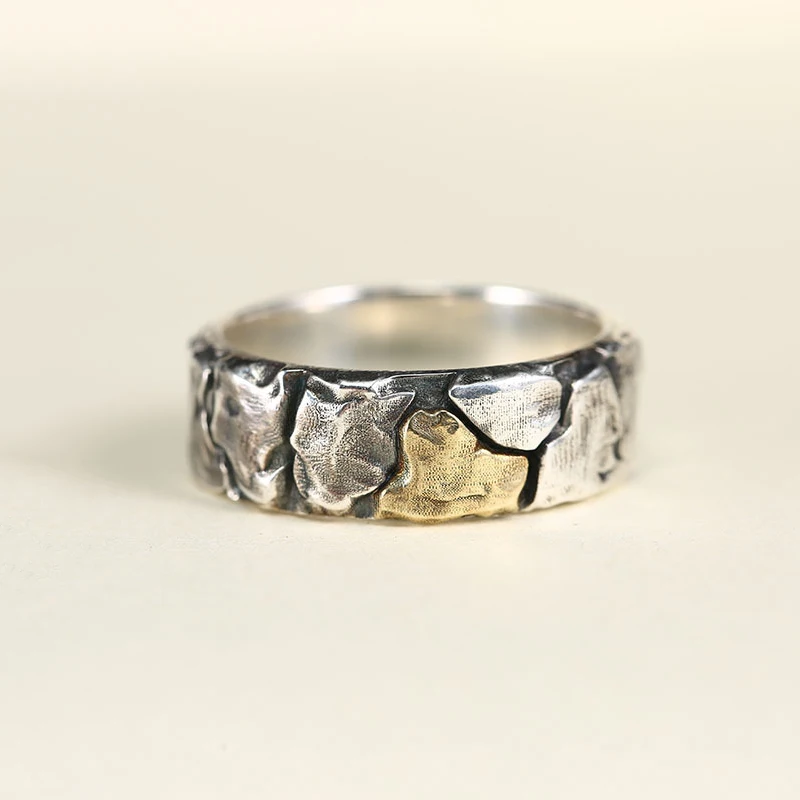 Anillo Ajustable Vintage Con Imperfecciones Y Grietas Para Hombre, Joyería Estilo Punk