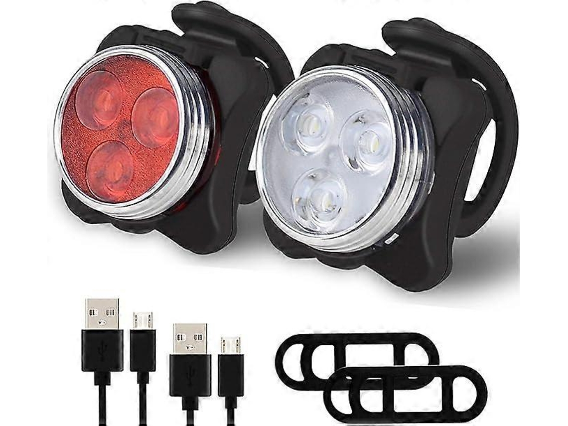 Omni-kit De Luzes Para Bicicleta (vermelho+branco) Ultra Brilhante Recarregável Via Usb Impermeável