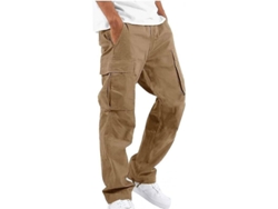 2026-12893-pantalones Hombre Casual Solido Multi Bolsillos Outdoor Deporte Verano Otoño Primavera 2xl Caqui