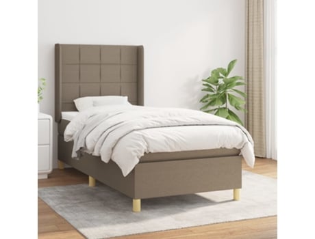 vidaXL Cama con somier y colchón 90x190 cm tela gris marrón