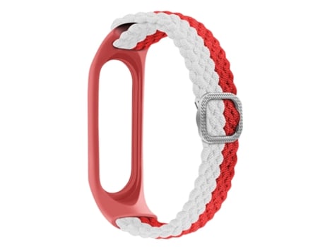 Pulsera para Smartwatch Xiaomi Mi Band 4/3 trenzada con rayas (rojo blanco)