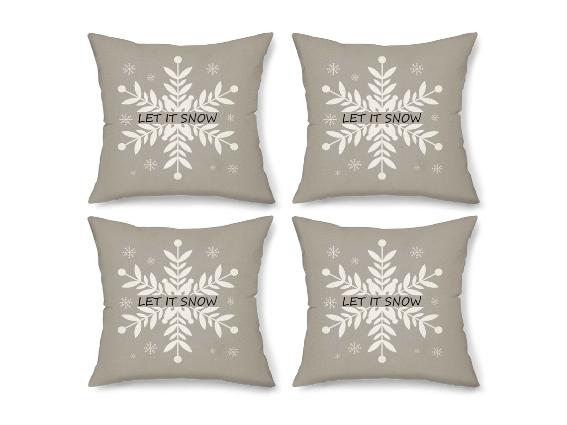 4 Fundas de Cojines Navideños Copo de Nieve Árbol de Navidad Decoración Navideña (Almohada no incluida) TRUYUETY