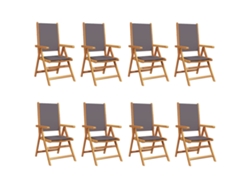Maison Exclusive - Sillas De Jardín Reclinables 8 Uds Tela Madera Maciza Antracita