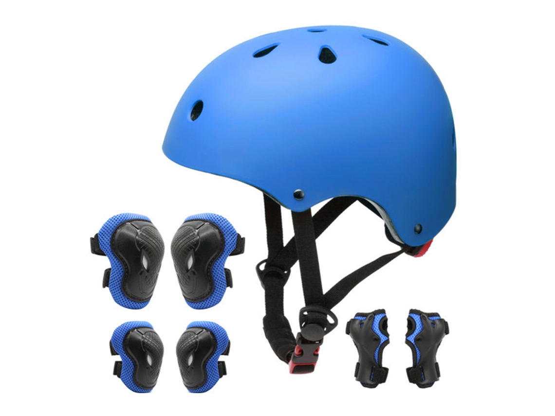 Casco de bicicleta para niños con protección completa, rodilleras, coderas y muñequeras, ajustable, para niños de 3 a 13 años (7 piezas)