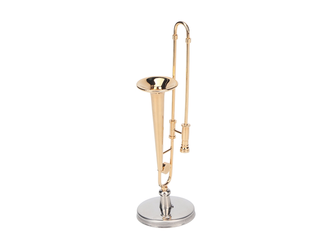 Instrumentos metálicos en miniatura con base estable para casa de muñecas.