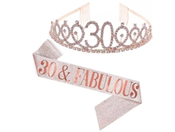 Conjunto rápido de faja y tiara con letras y piedras de imitación para fiesta de cumpleaños femenina Jikaix
