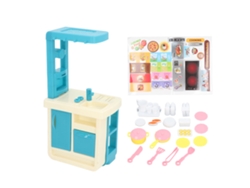 Ats-set De Cocina Infantil 44 Piezas Interactivo Para Niños Niñas Juego De Rol Con Horno Y Accesorios Azul