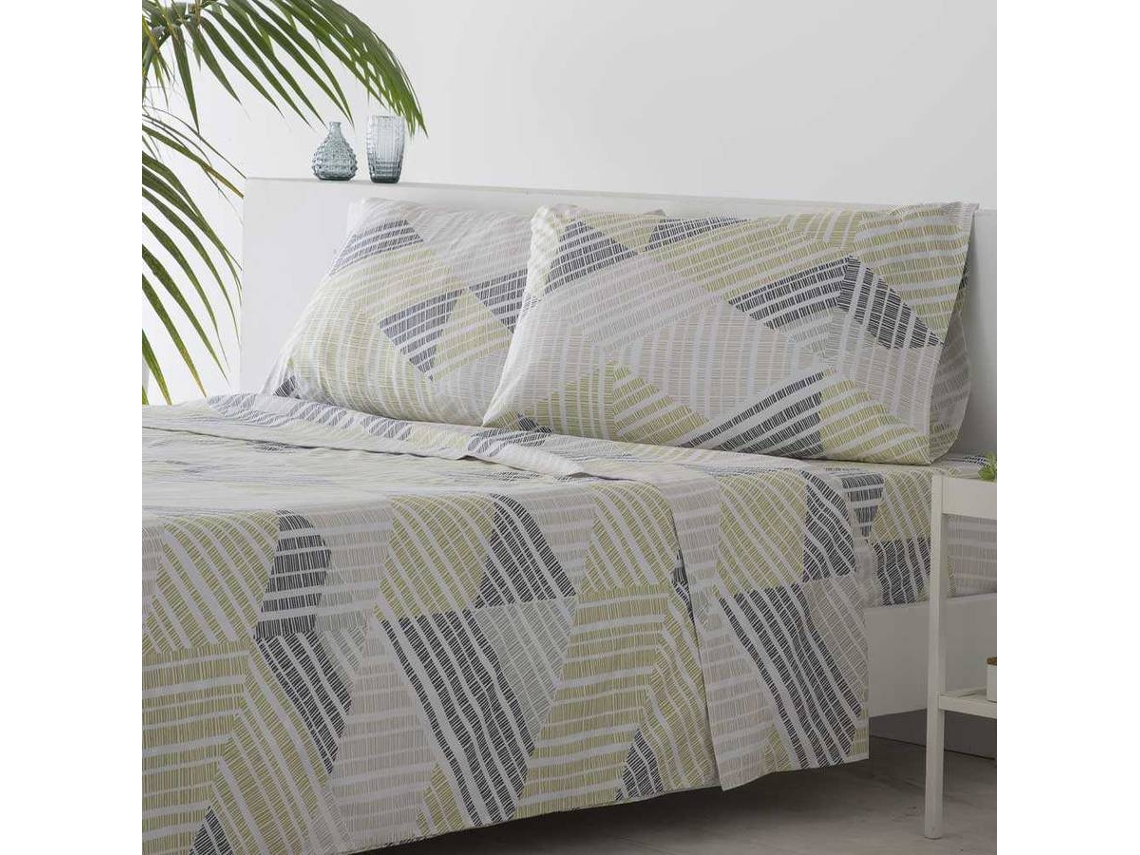 Juego de Sábanas COTTON ARTEAN Rodiles (Gris - Cama de 160 cm - Microfibra)