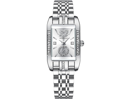 VEANXIN Reloj de pulsera para mujer con pantalla cuadrada resistente al agua-Plata