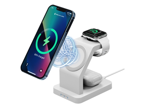 Cargador inalámbrico magnético para iPhone 13/12, estación de carga inalámbrica 3 en 1 compatible con iPhone 13/12 Pro Max Mini, soporte de cargado...