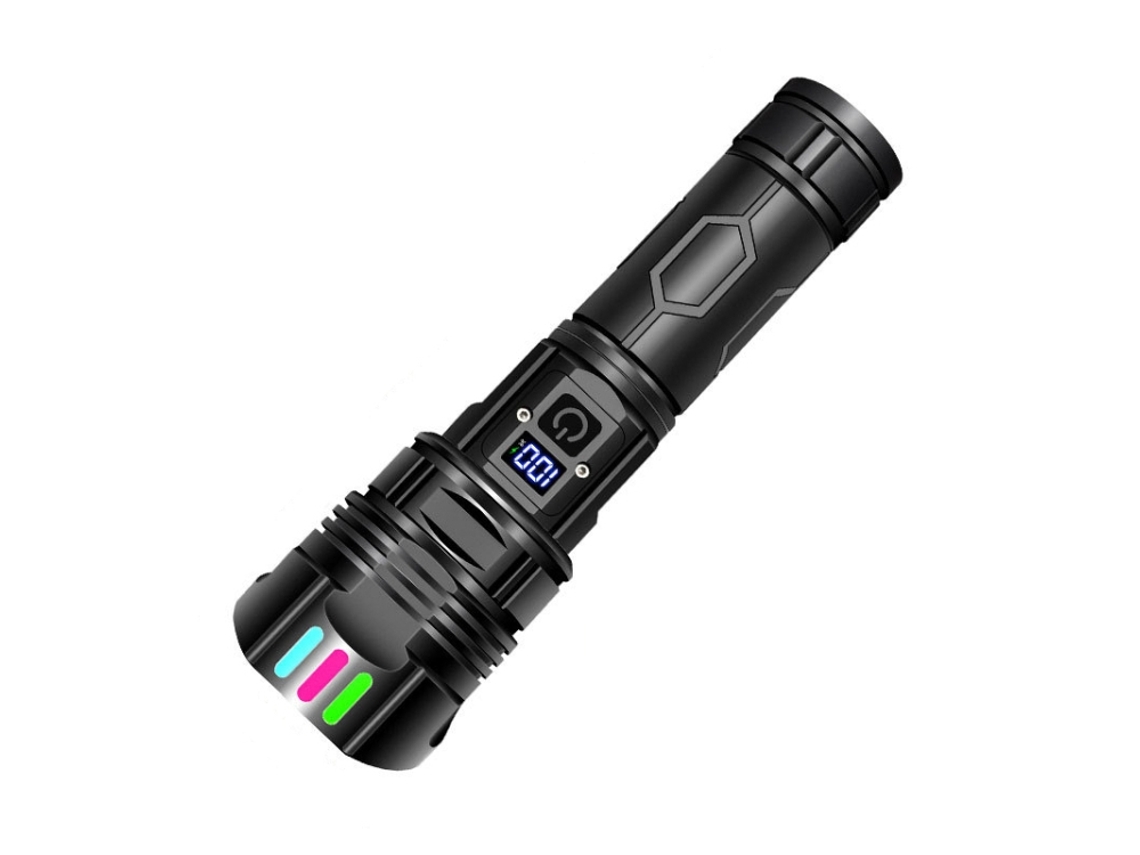 Linterna fluorescente digital de boca plana, LED de alta potencia. (Pilas no incluidas)
