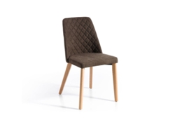 Conjunto de 2 Cadeiras de Jantar Tela Salem MOMMA HOME (Castanho - Têxtil -46x56x87 cm)