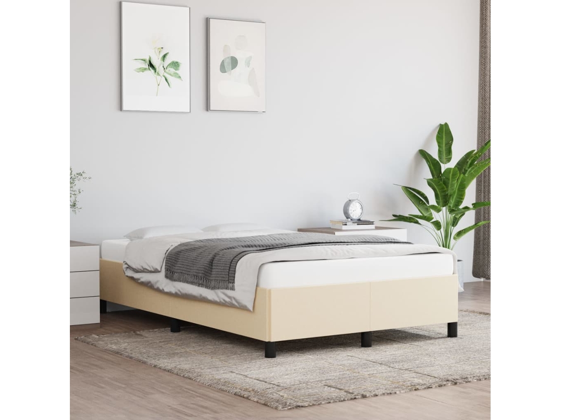 Estructura De Cama Sin Colchón Tela Crema 120x200 Cm