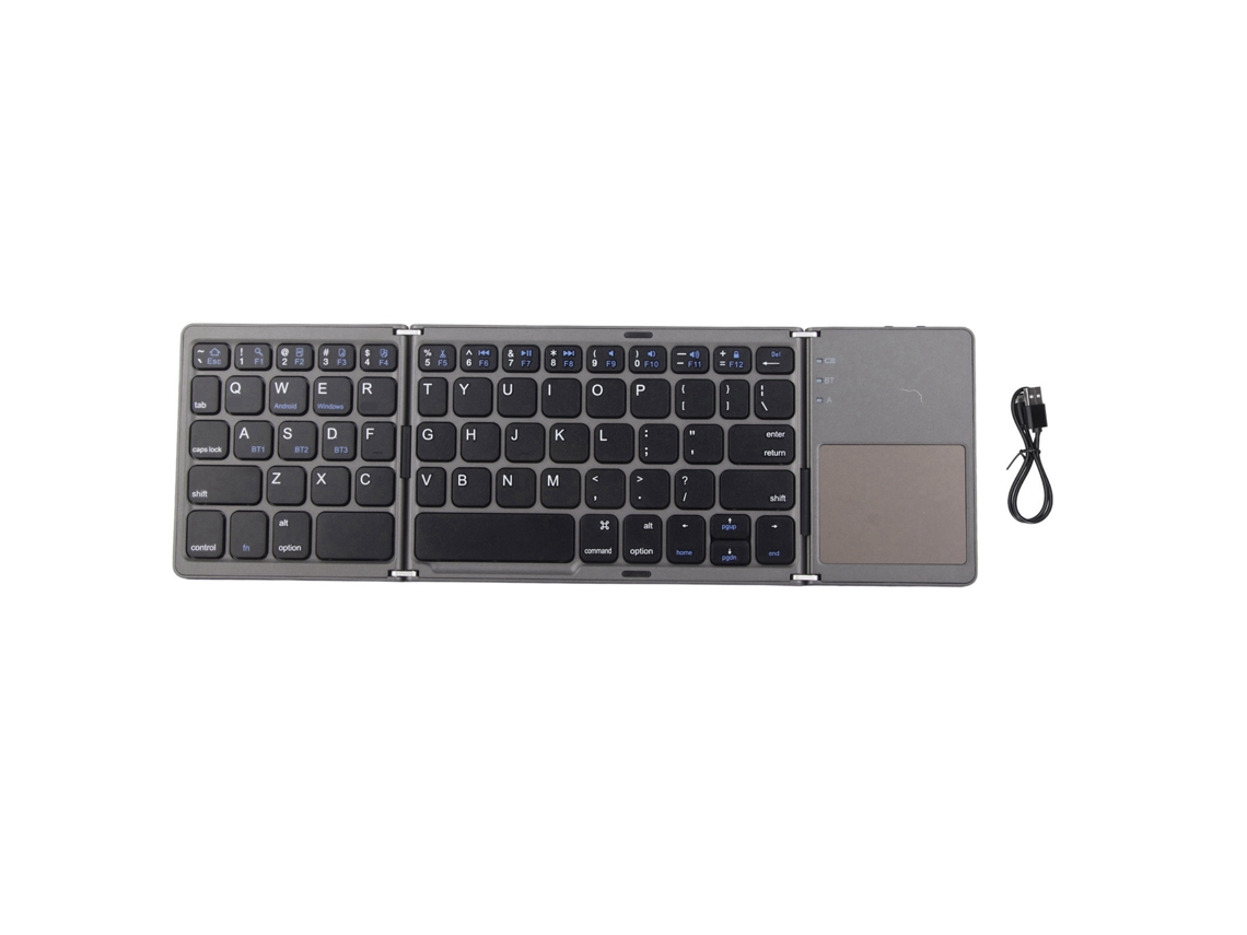 Teclado Bluetooth Portátil Plegable Con Panel Táctil, Recargable 3.0 Para Ios/windows/android, Negro.