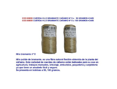 Cuerda hilo bramante cañamo n 5 x 50 gramos ca05