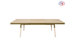 Mesa de Comedor Rectangular MON PETIT MEUBLE FRANÇAIS con 2 Extensiones (Verde Lancieux - Madera - 220 x 76 x 120 cm)